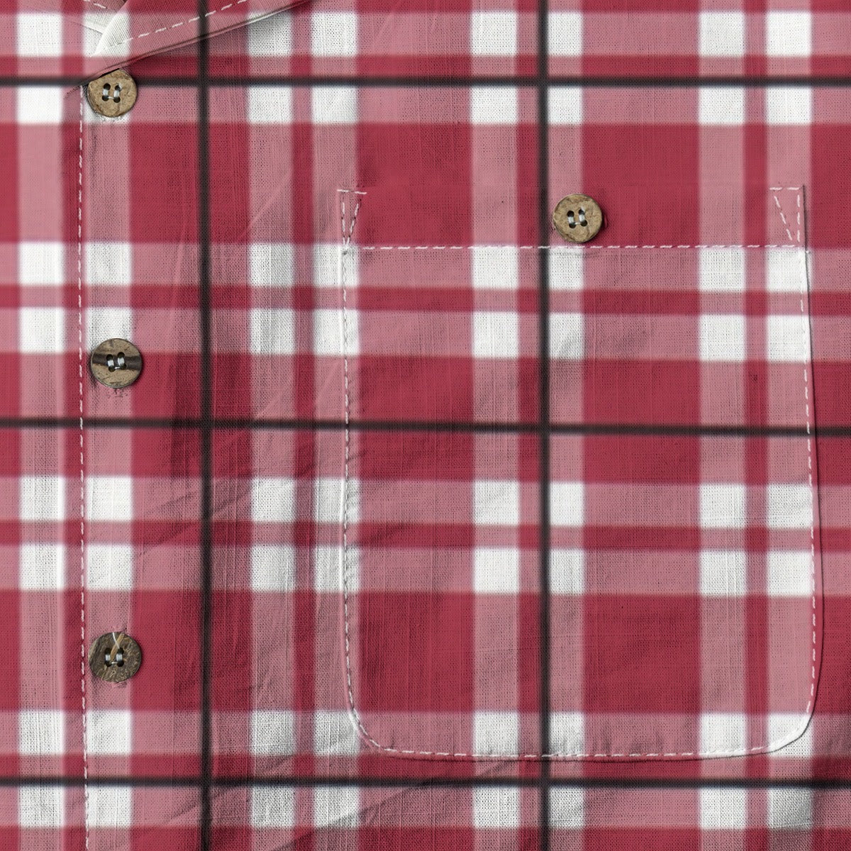 Maroon Alabama Football Hawaiian Shirt Men – Crimson Plaid Short Sleeve 125GSM Cotton