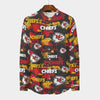 Kansas City Chiefs Men's Stand Collar Shirt With Long Sleeve|110GSM Imitation Flax red gold football outfit image 1.0