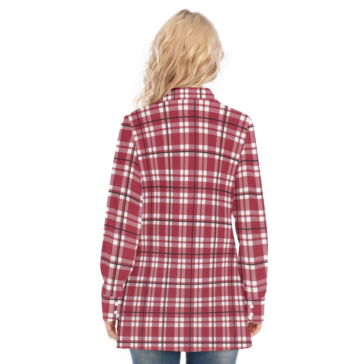 Alabama Crimson Tide Tartan Plaid Crimson White Women's Long Shirt |115GSM Cotton poplin