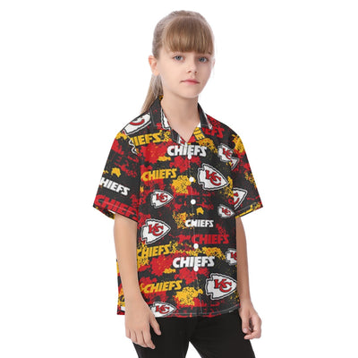 kansas-city-chiefs-kids-hawaiian-vacation-shirt red gold football outfit image 2.0
