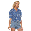 detroit-lions-womens-v-neck-shirts blue silver football fabric breathable detail