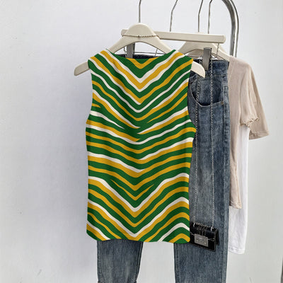 Gray Green Bay Football Yellow Green Women’s Sleeveless Vest – Game Day Streetwear