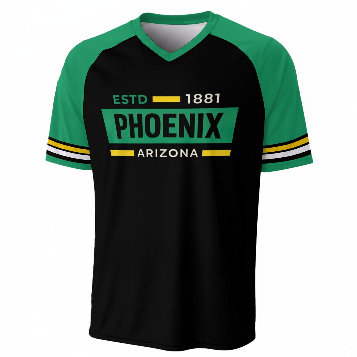 Phoenix Arizona Varsity Athletic T-Shirt – Black and Green Streetwear City Shirt – breathable comfort wear, breathable comfort wear, image 1.0