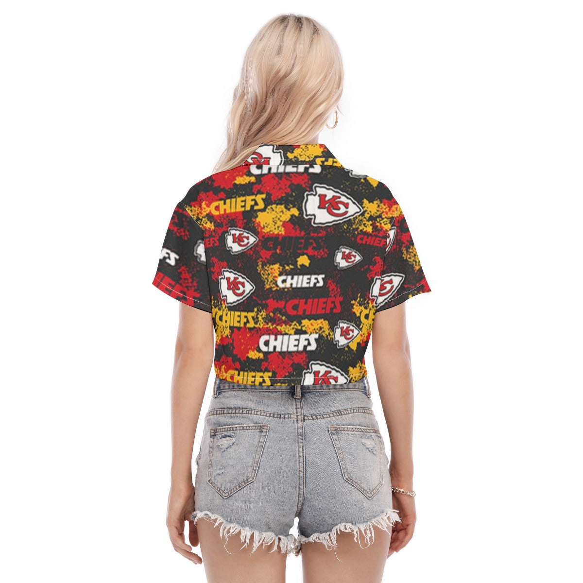 kansas-city-chiefs-womens-cropped-shirt red gold football outfit image 4.0