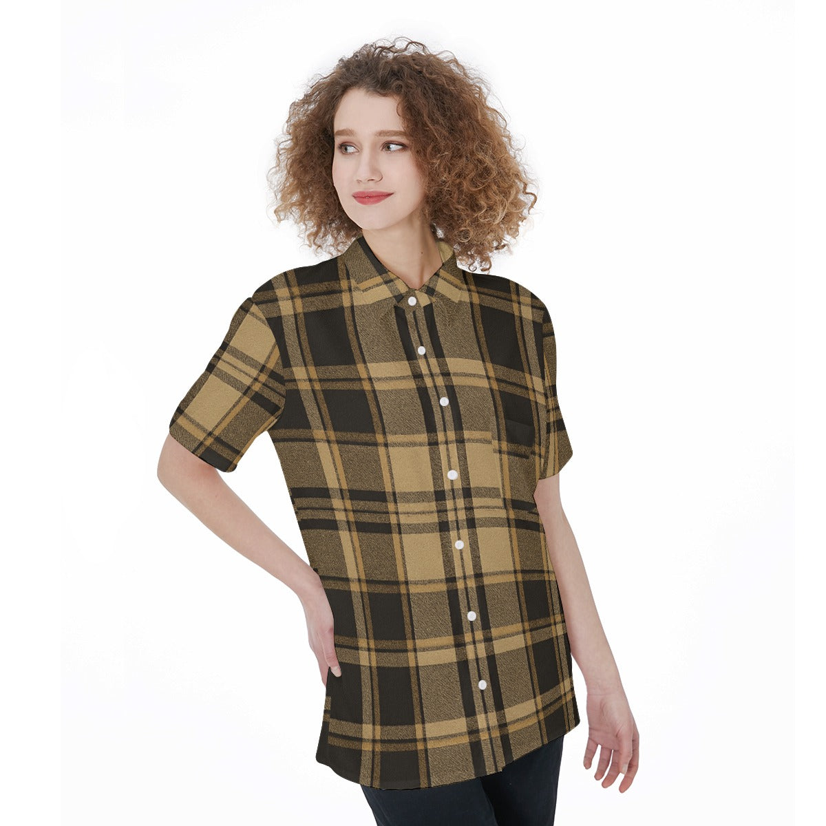 central florida knights tartan plaid black gold  women tartan plaid game day shirt