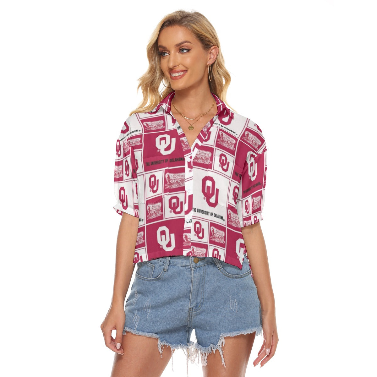 Oklahoma Sooners Women's V-neck Shirts - Big 12 football apparel varsity sportswear product image 1.0