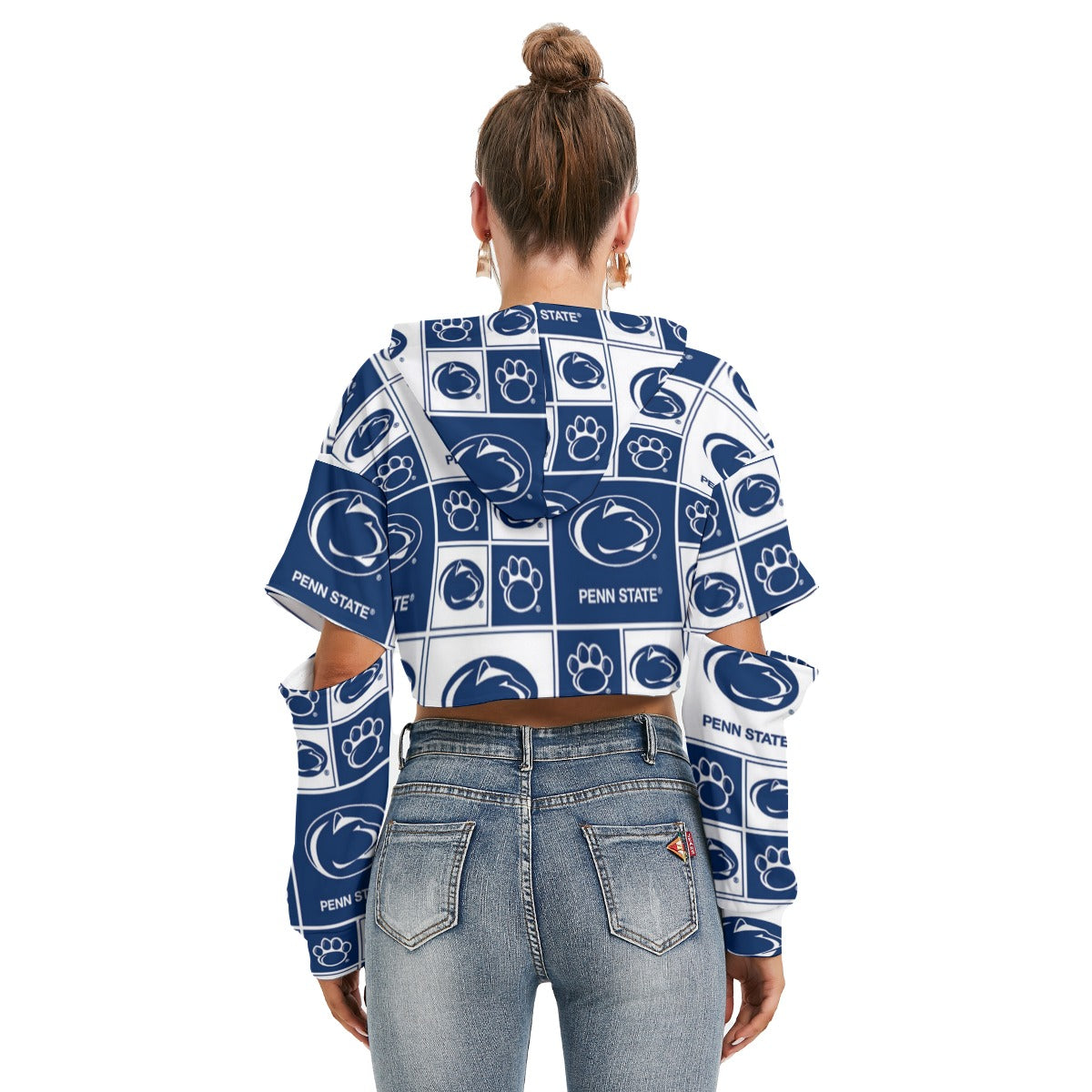 Penn State - Nittany Lions Women's Heavy Fleece Hoodie With Hollow Out Sleeve White varsity sports apparel