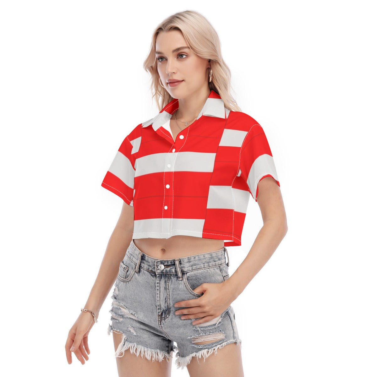 Austria flag football fans  Women's Cropped Shirt streetwear fashion product image 3