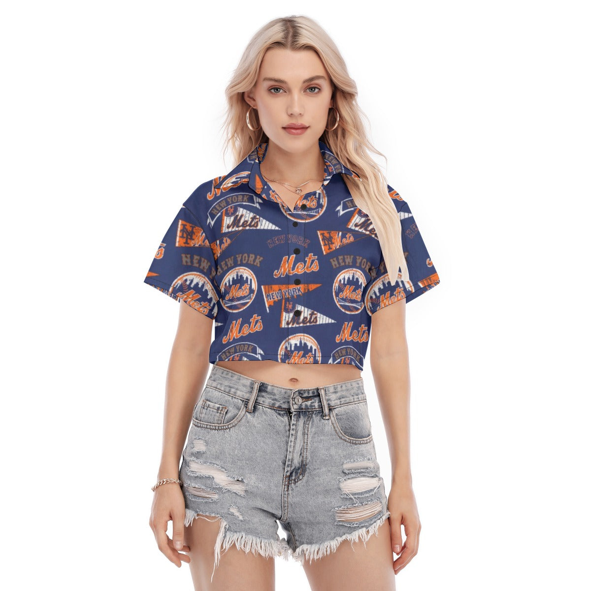 New York Mets Women's Cropped Shirt new york mets baseball fan apparel city game day outfit