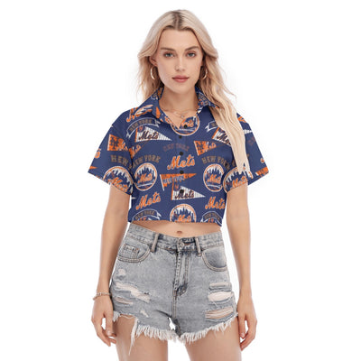 New York Mets Women's Cropped Shirt new york mets baseball fan apparel city game day outfit
