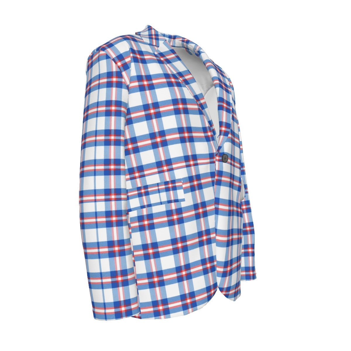 Buffalo Football Plain Tartan Men’s Casual Blazer – Red Blue White Game Day Style