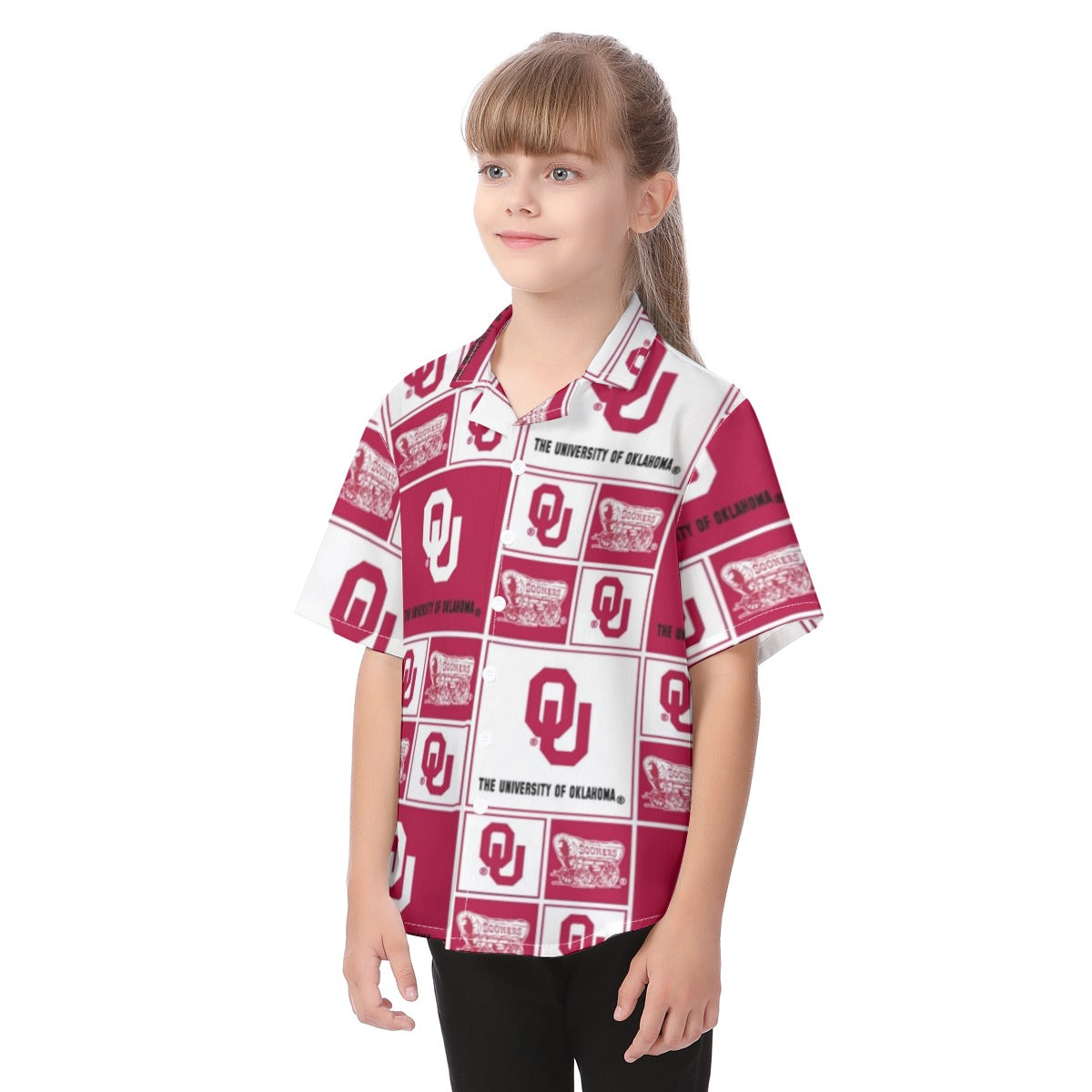 Oklahoma Sooners Kid's Hawaiian Vacation Shirt - Big 12 football apparel varsity sportswear product image 3.0