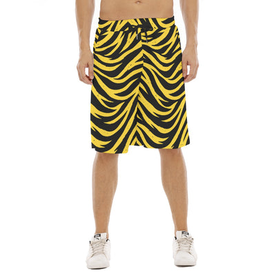 Pittsburgh Football Yellow Black Zebra Men's Tether Loose Shorts With Pocket – sportswear style, fan gear, image 1.0