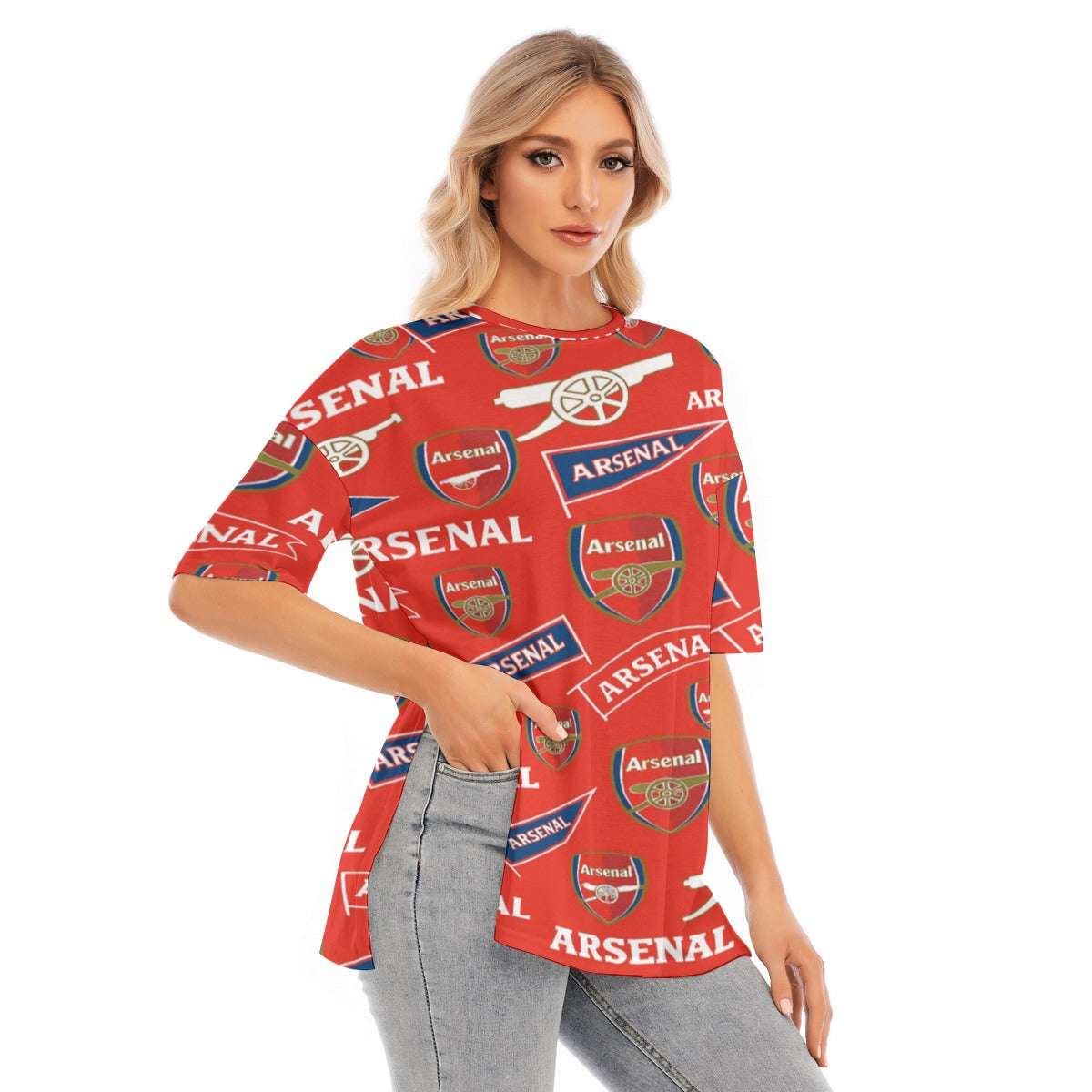 Arsenal Football Club Women's Short Sleeves T-shirt With Hem Split streetwear fashion product image 2