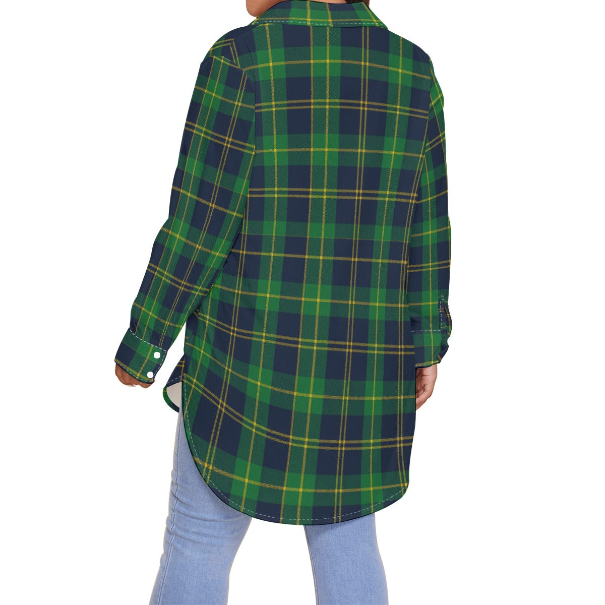 Notre Dame Fighting Irish Green Navy Gold Plaid Womens Shirt With Long Sleeveplus Size 7 green navy gold plaid women fashion apparel