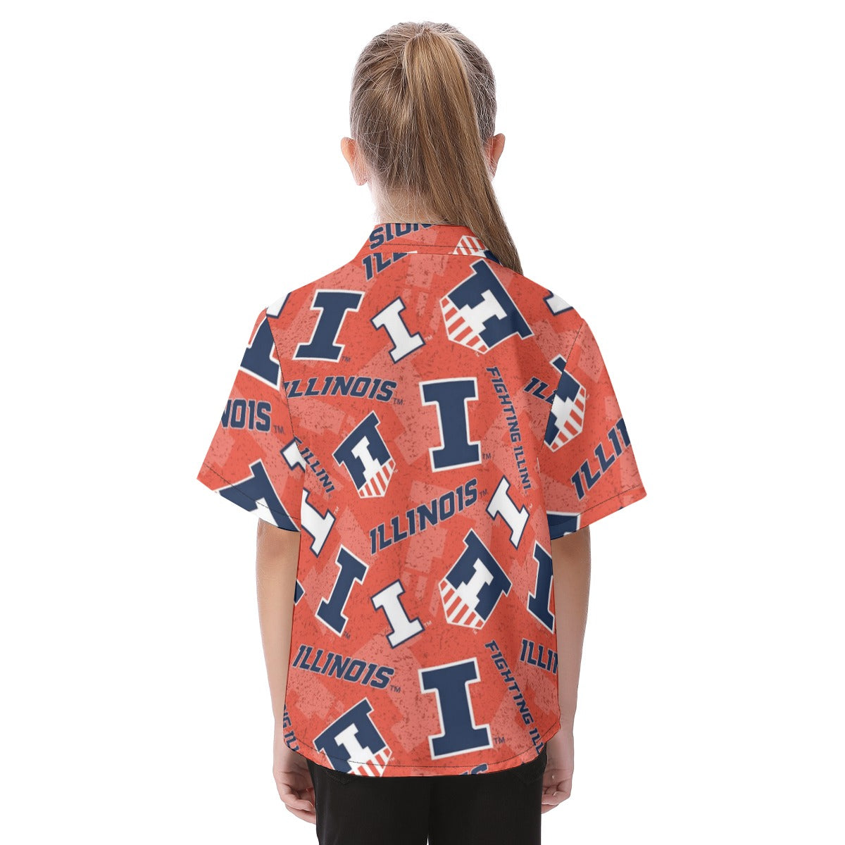 Illinois Urbana - Fighting Illini Kid's Hawaiian Vacation Shirt White varsity sports apparel