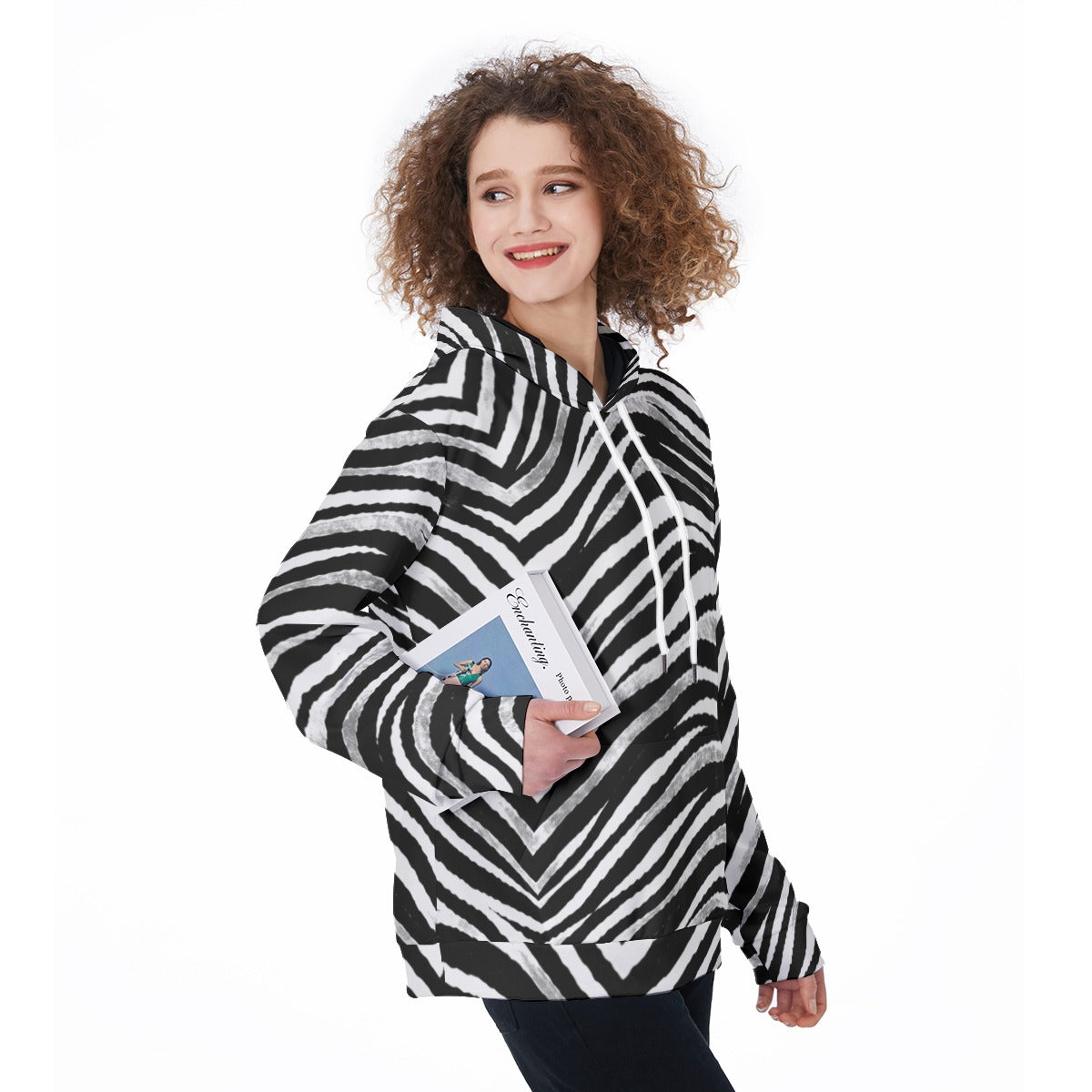 White Smoke Las Vegas Football Zebra Women’s Pullover Hoodie – Black and White Game Day Streetwear