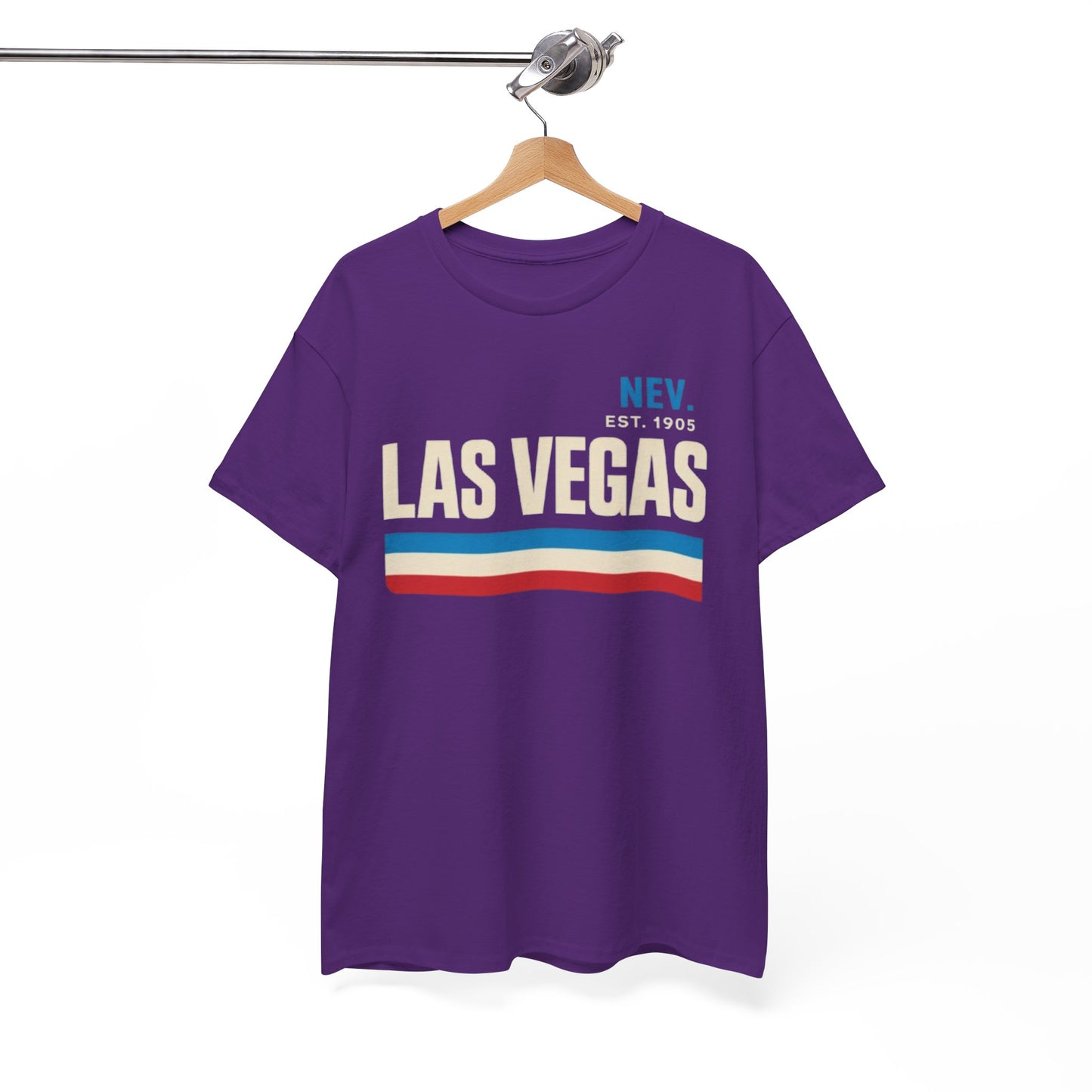 White Smoke Las Vegas Vintage Stripe Tee — Nev. EST. 1905 Retro City T‑Shirt