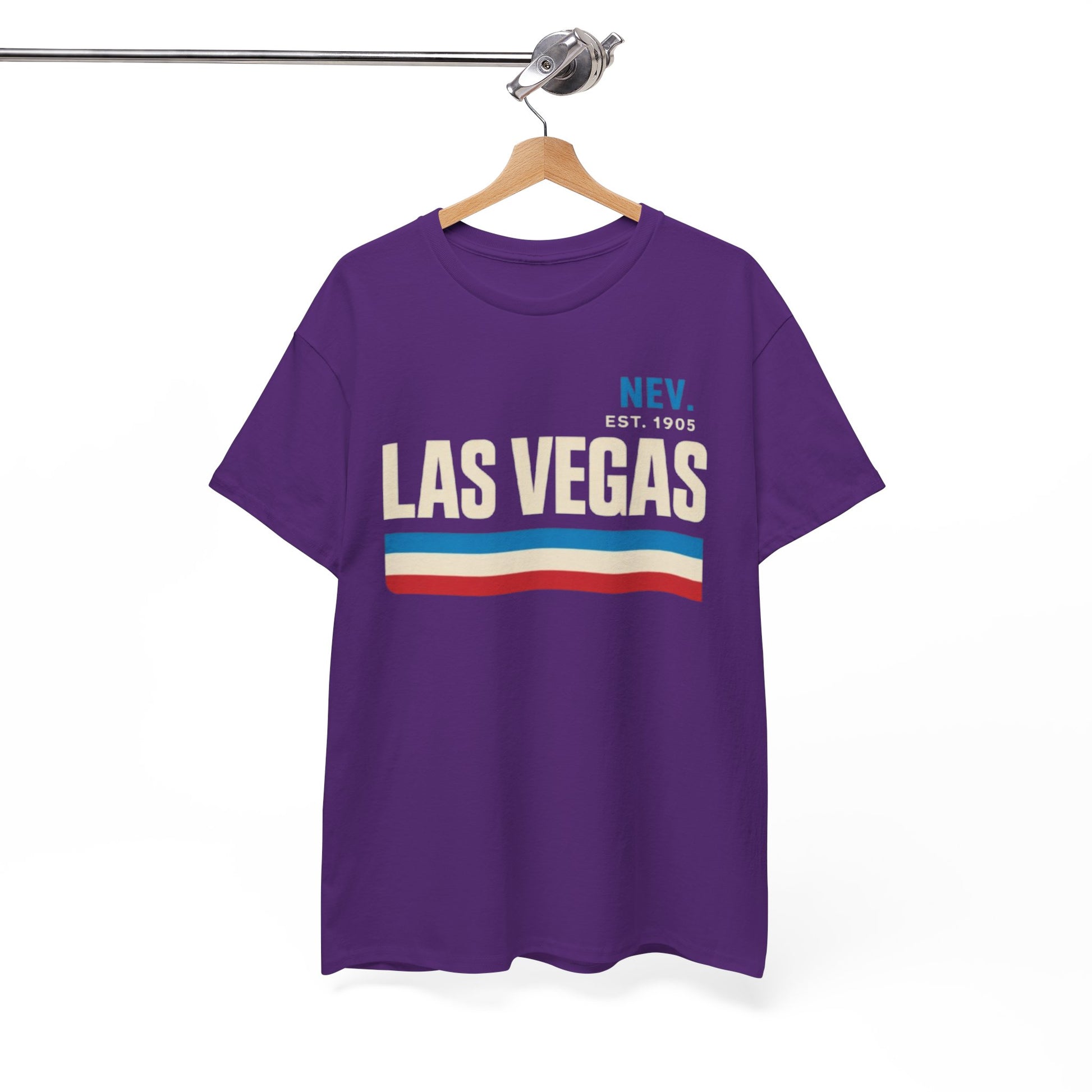 White Smoke Las Vegas Vintage Stripe Tee — Nev. EST. 1905 Retro City T‑Shirt