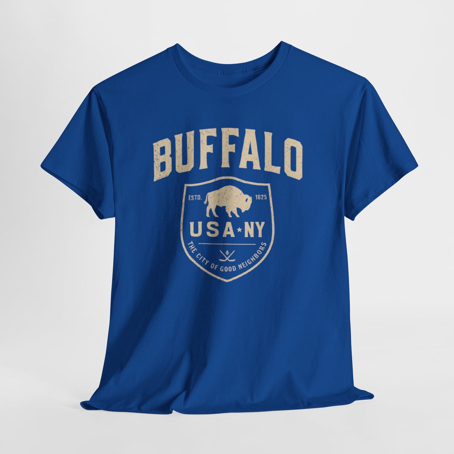 Buffalo USA-NY Shield T-Shirt — Vintage Buffalo Emblem Tee