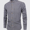 Slate Gray 1pc Men'S Casual Plaid Shirt | Long Sleeve, Non-Stretch Fabric, Single Breasted, Left Chest Pocket, Ideal for Daily Commute and Business Casual Occasions