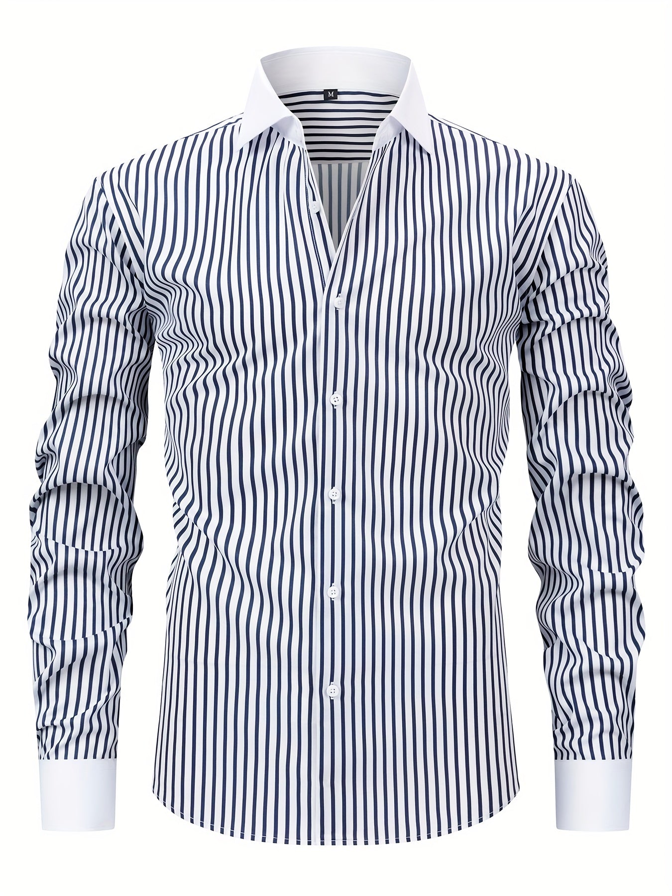 Men'S Osha Collar Color-Blocked Long-Sleeve Shirt, New 2025 Digital Print Striped Business Casual Fashion, Finely Tailored Regular Fit, Breathable And Comfortable Fabric, Trendy And Unique, Perfect As a Holiday Gift for Men'S