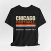 Lavender Chicago Football T-Shirt — Soldier Field Since 1920 Vintage Stripes