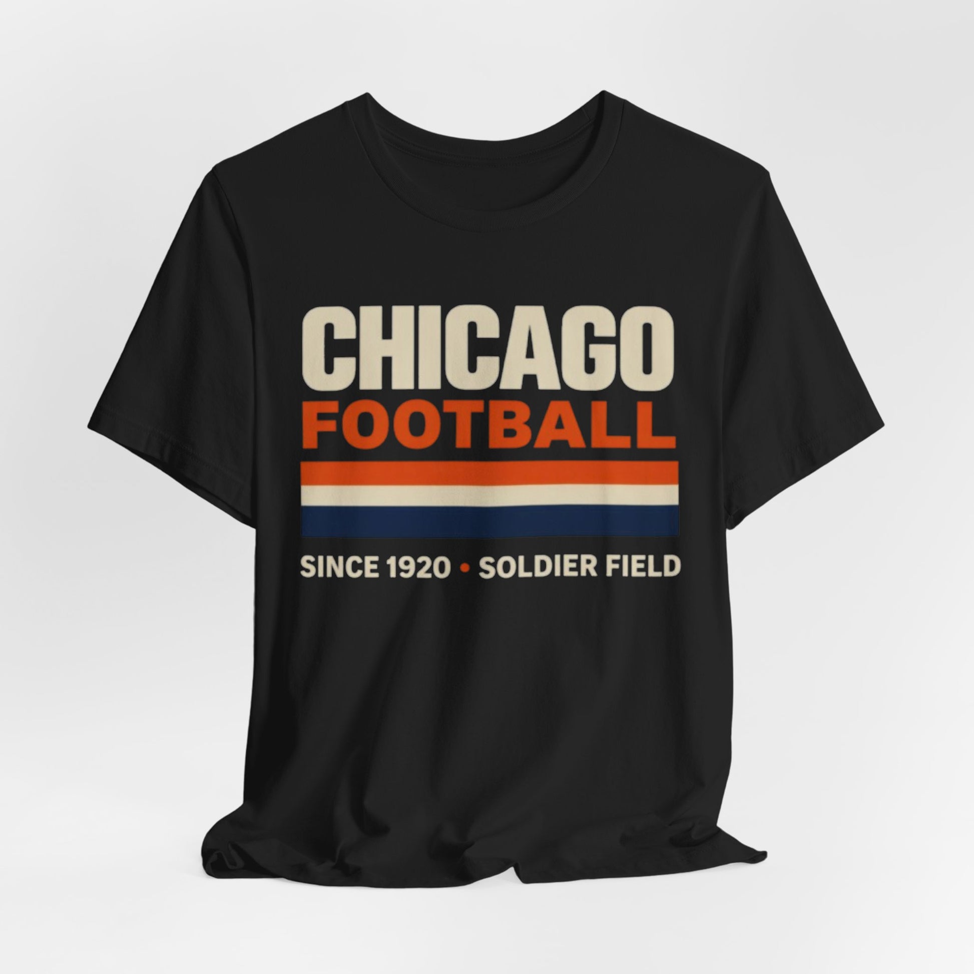 Lavender Chicago Football T-Shirt — Soldier Field Since 1920 Vintage Stripes