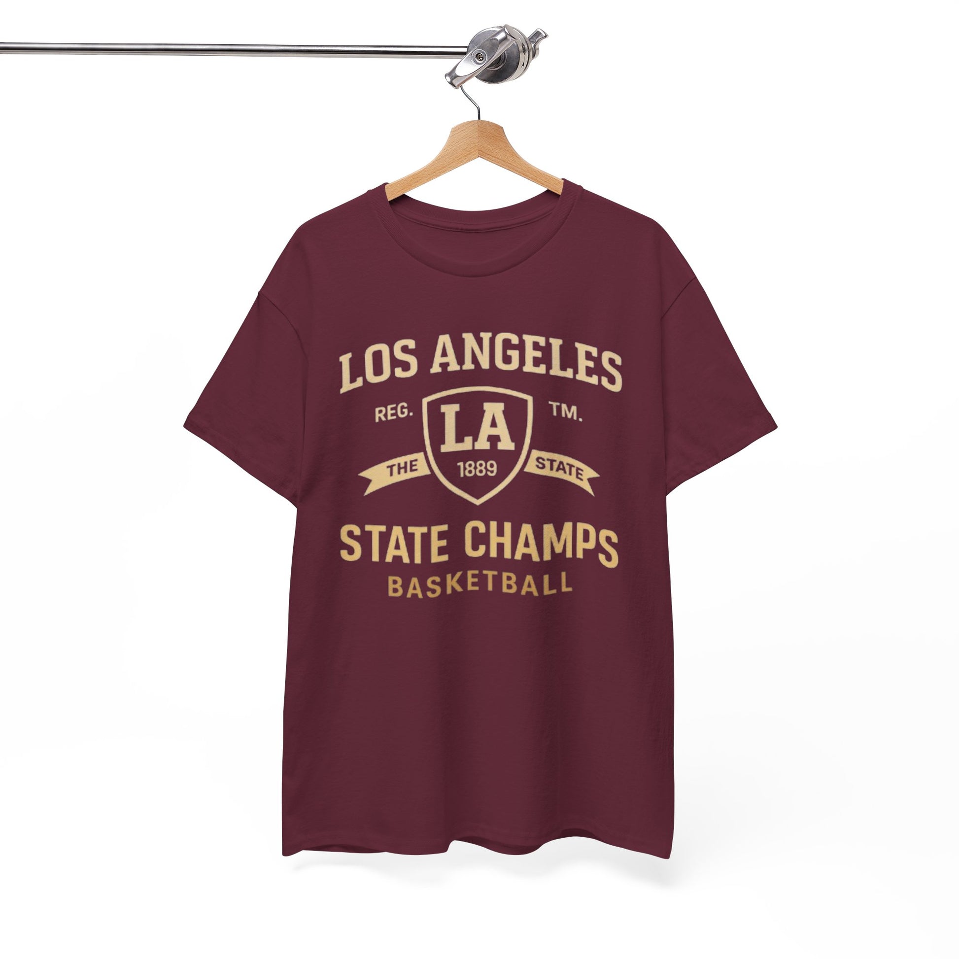 White Smoke Los Angeles State Champs Basketball T-Shirt – Oversized Urban Streetwear City Tee