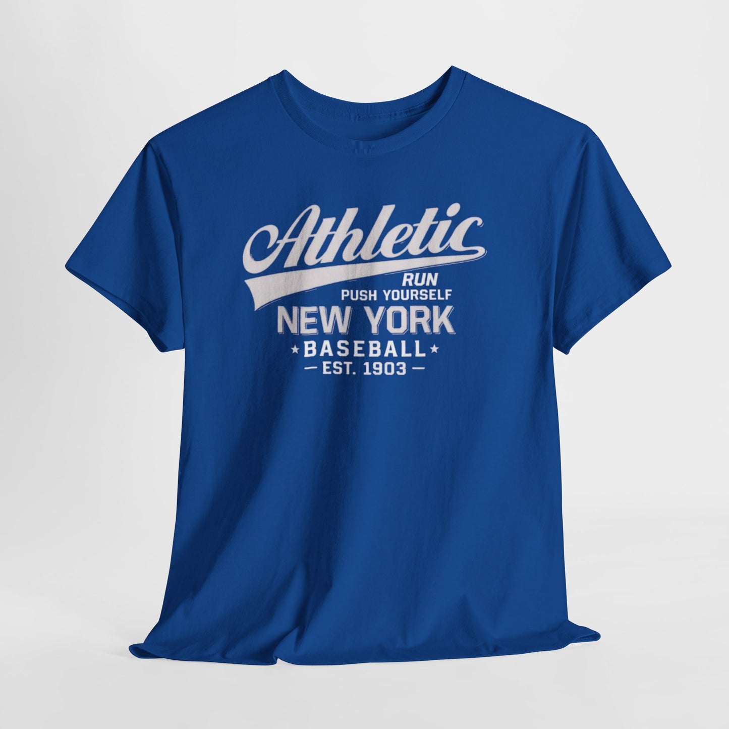 Athletic New York Baseball Tee — 'Athletic: Run, Push Yourself' Vintage Sport T-Shirt