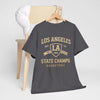 Dim Gray Los Angeles State Champs Basketball T-Shirt – Oversized Urban Streetwear City Tee