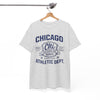 White Smoke Chicago Athletic Dept. Tee — Varsity Chi Vintage Sports T‑Shirt