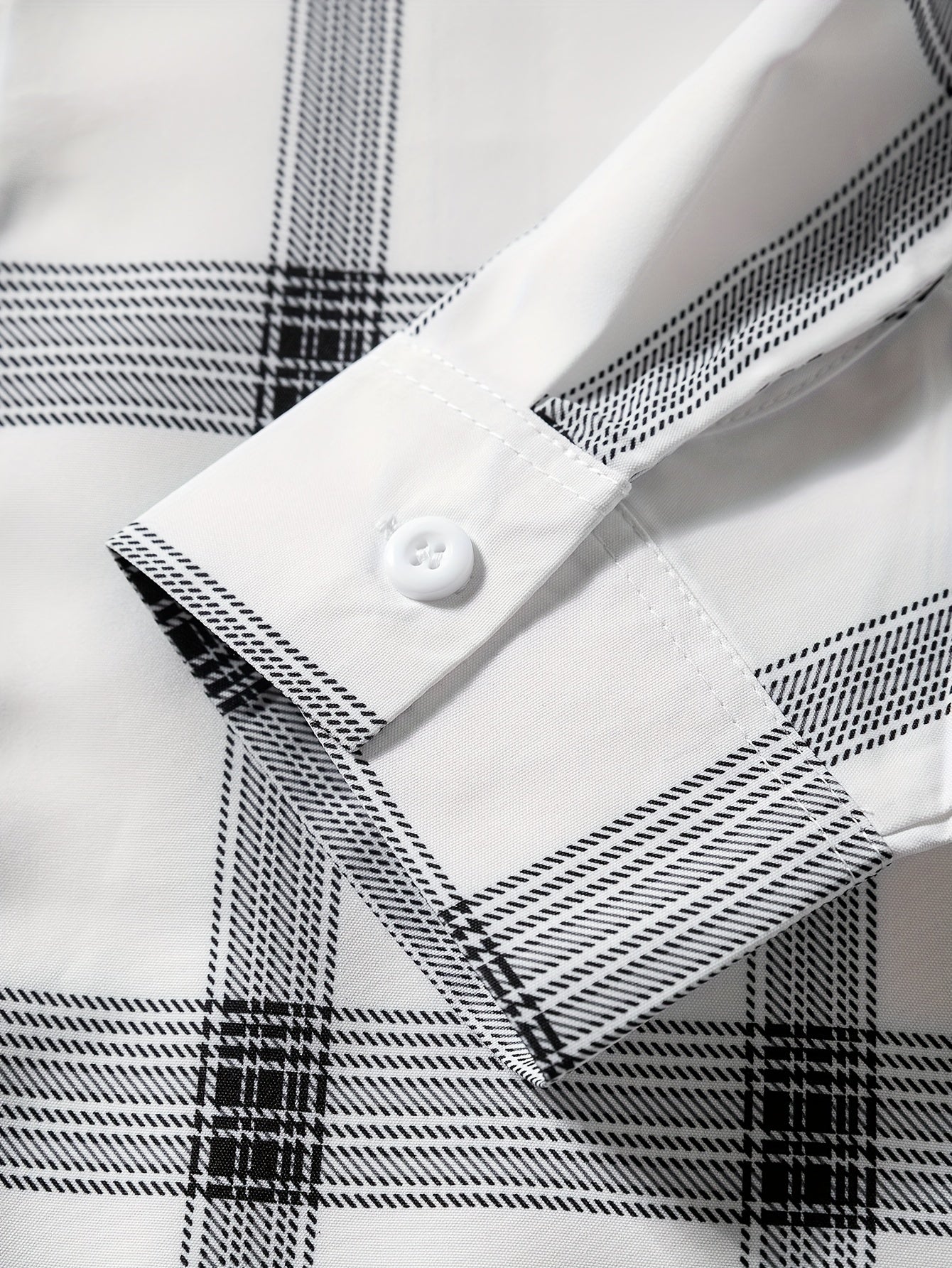Light Gray Men's Plaid Shirt Long Sleeve Shirt Trendy Plaid Non-Directional Print Business Casual Top
