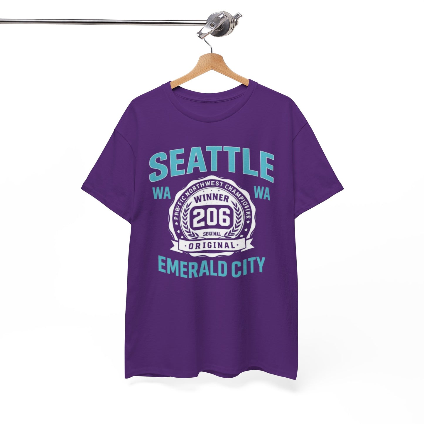 Seattle Emerald City Tee – 206 WA Retro Badge T‑Shirt