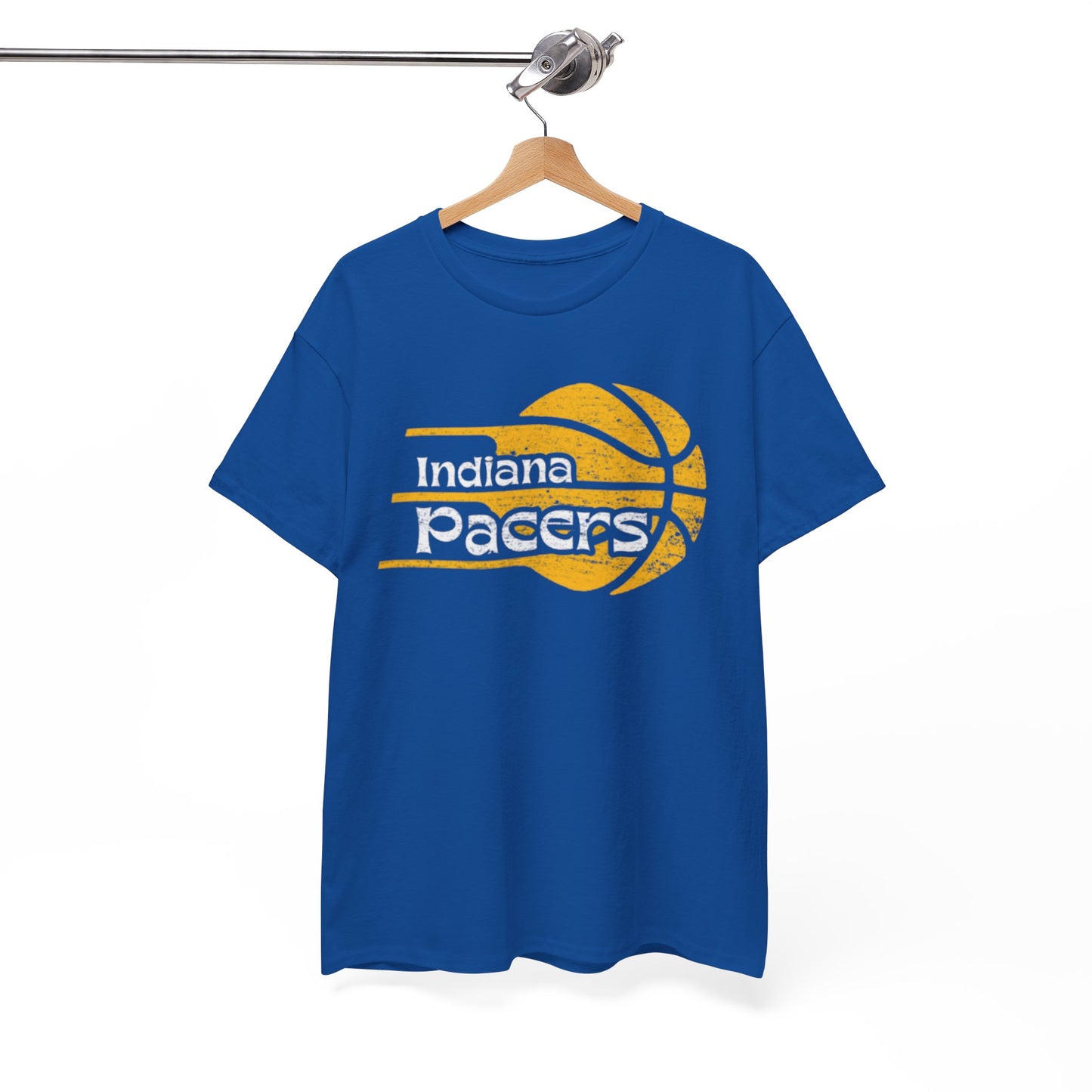White Smoke Pacers Retro Basketball Tee — Indiana Pacers Logo T-Shirt