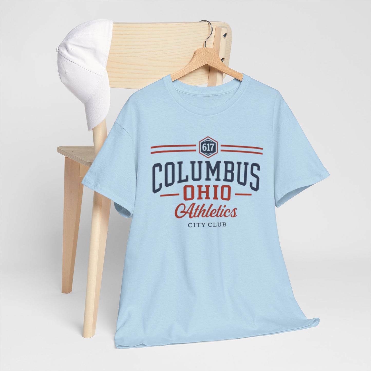 Light Blue Columbus Ohio Athletics Tee — City Club Vintage Sports T-Shirt