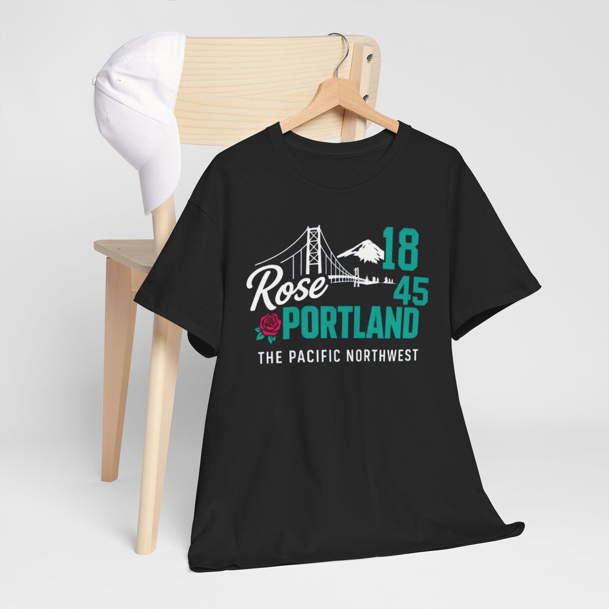 Dark Slate Gray Portland Rose City Tee – '1845 Portland The Pacific Northwest' Graphic T-Shirt