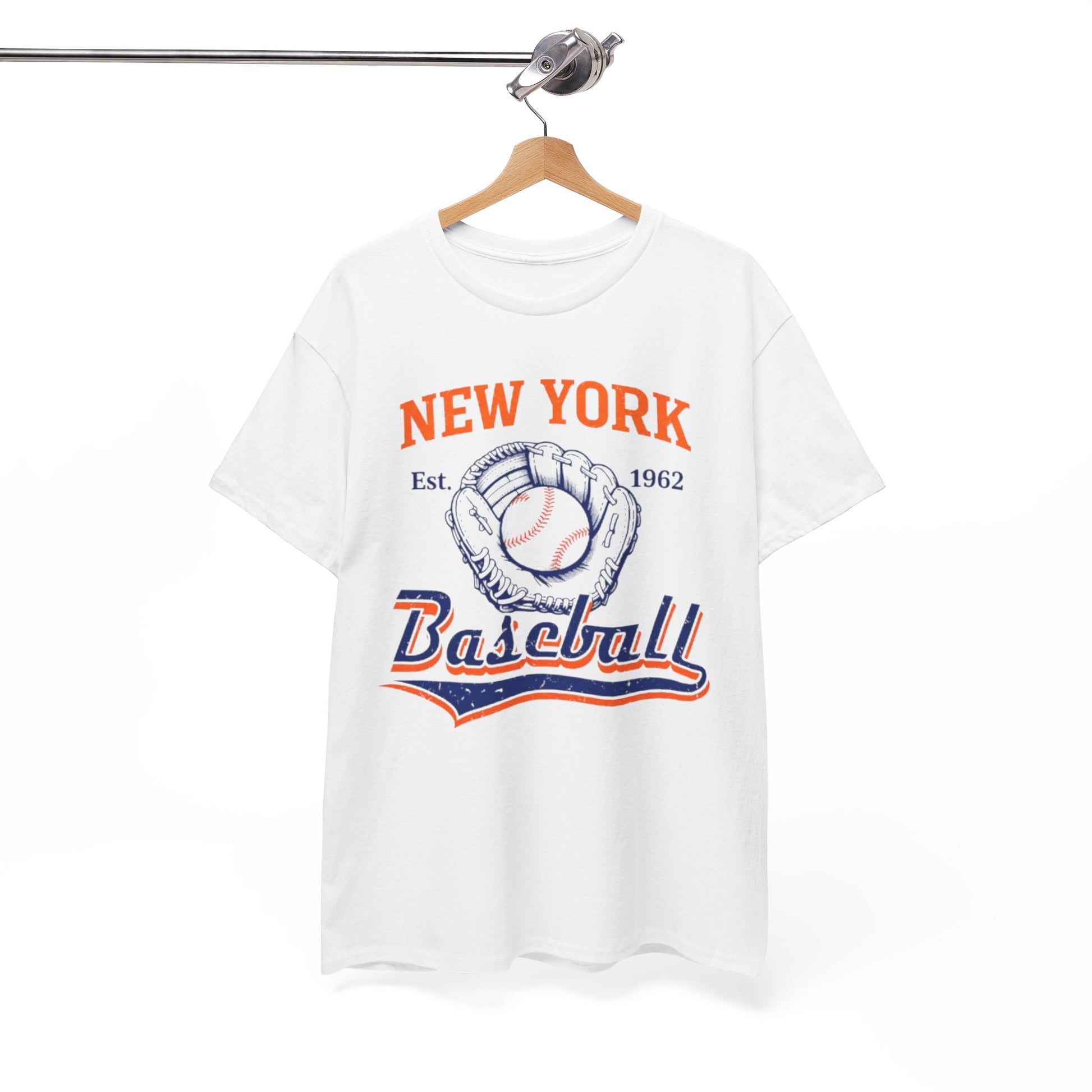 White Smoke New York Baseball Vintage Tee — Retro Glove & Ball Graphic T-Shirt