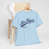 Light Blue Las Vegas Vintage Script T‑Shirt — Retro Casino Tee