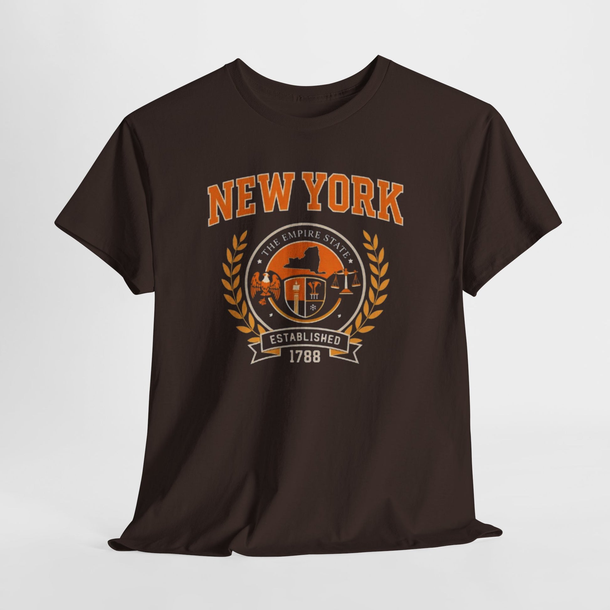 Dark Slate Gray New York Empire State Vintage Tee — Established 1788 City Skyline Shirt worn-in college style t-shirt