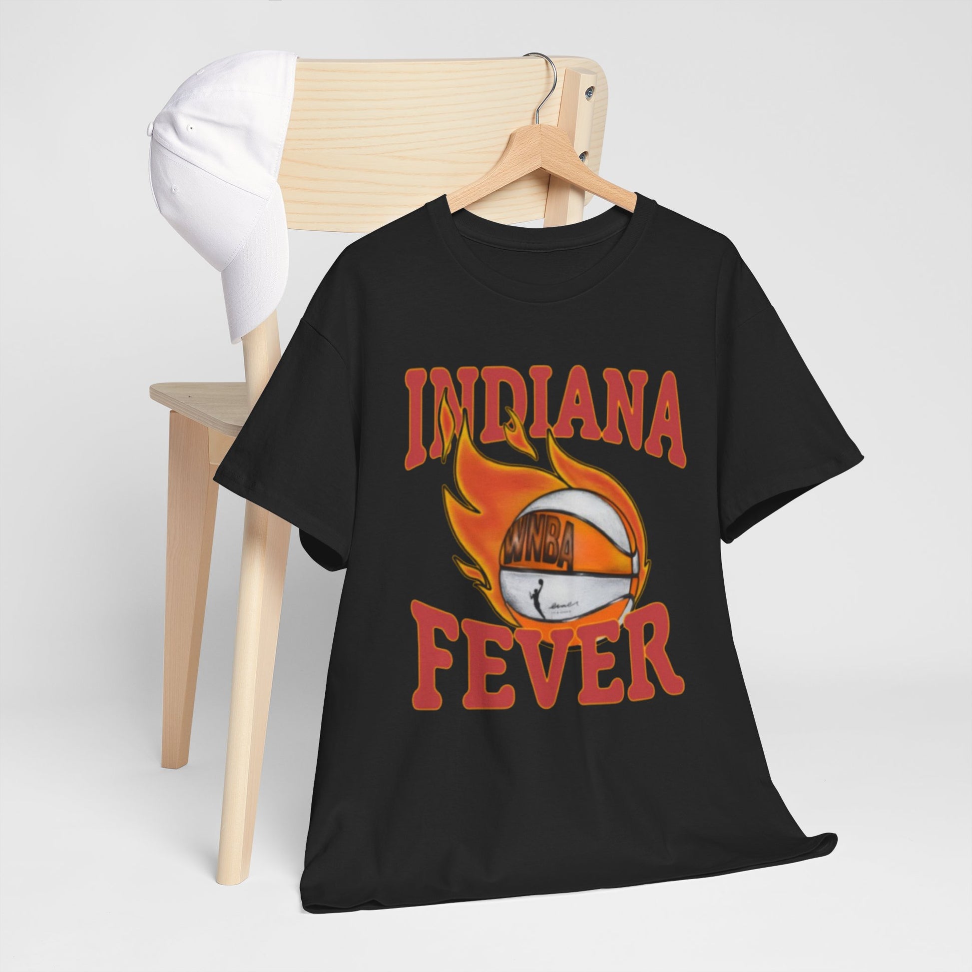 Dark Slate Gray Indiana Fever Basketball Tee — Retro Flaming Ball Design