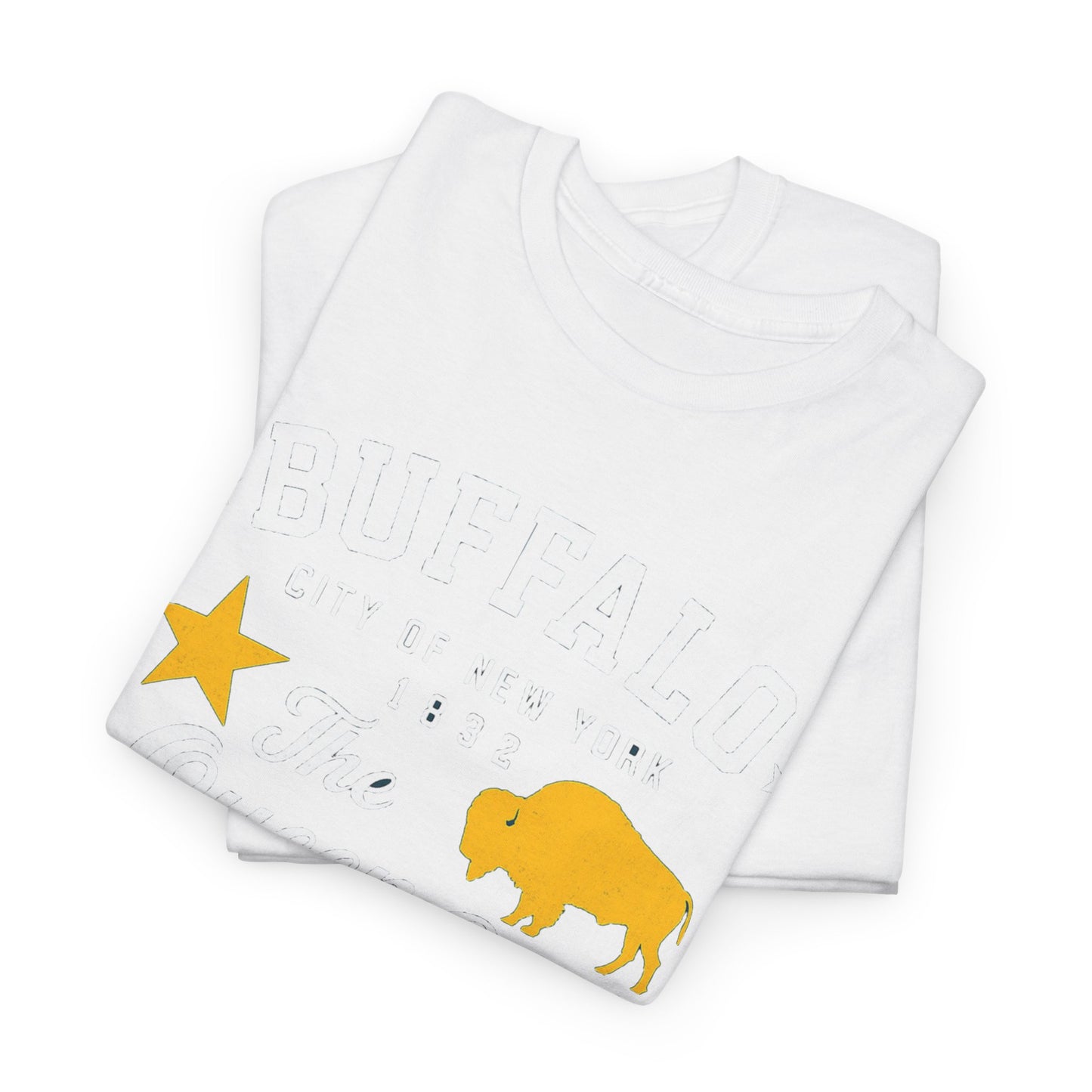 Buffalo City T‑Shirt – Gold Star & Bison Graphic Tee