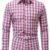 White Smoke Plaid Casual Turn- Collar Shirt