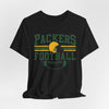 Black Packers Football T-Shirt — Retro Helmet & Stripes Fan Tee