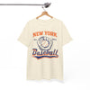 White Smoke New York Baseball Vintage Tee — Retro Glove & Ball Graphic T-Shirt