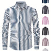 White Smoke A Men'S Casual Light Business Striped Long-Sleeve Shirt - Tailored Fit with Wrinkle-Resistant Fabric, Suitable for All Seasons - Perfect for Business Commuting, Casual Gatherings, And Dates - Can Be Given As a Gift