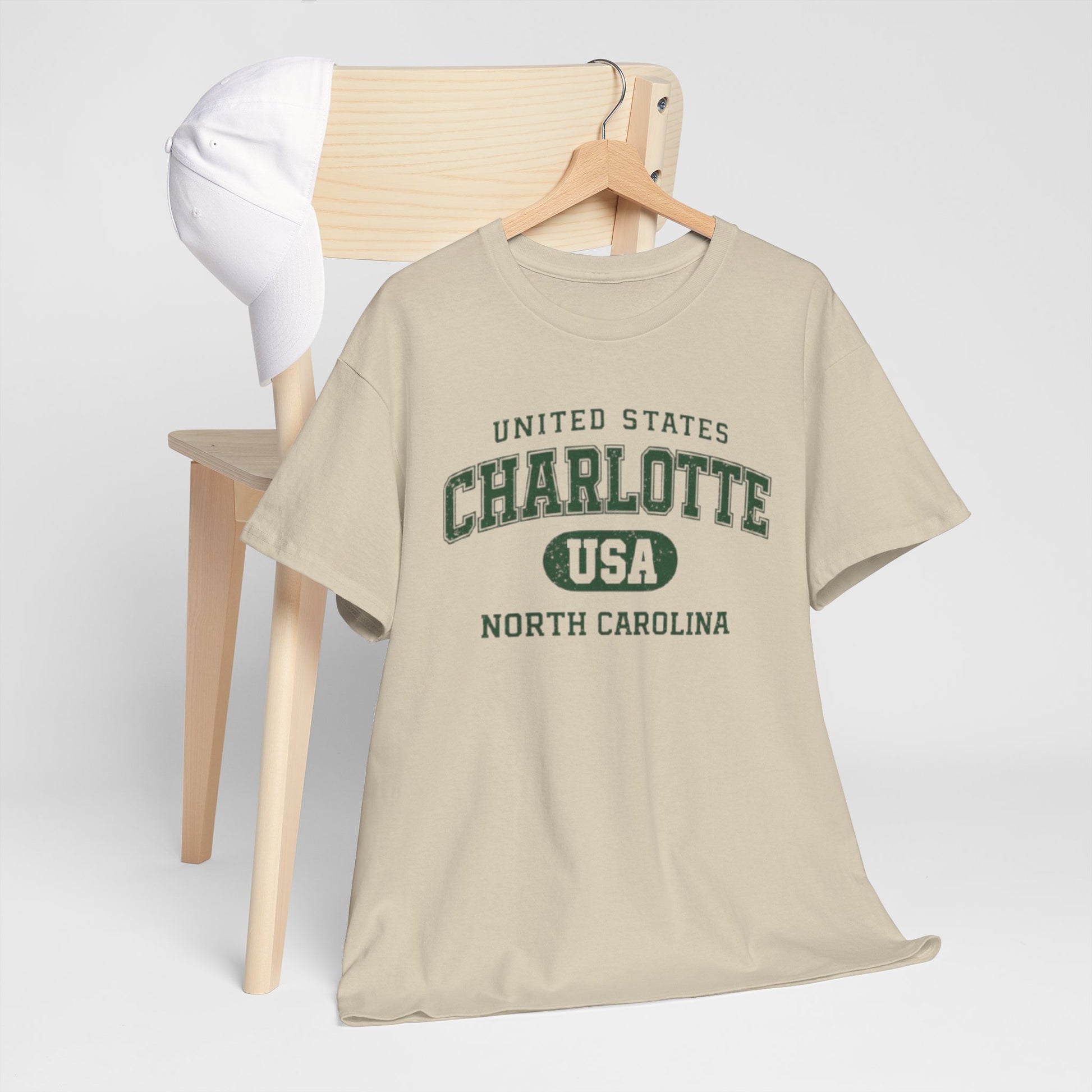 Gray Charlotte, North Carolina USA Tee — Vintage Collegiate City T‑Shirt