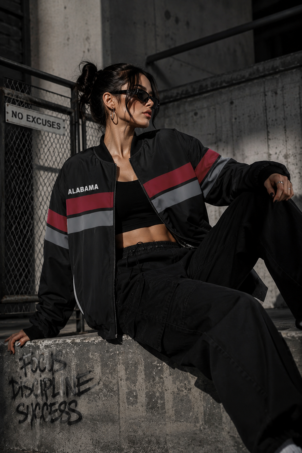Alabama Roll Tide Black Bomber Jacket Retro Game Day Streetwear Jacket streetwear fashion product image 4