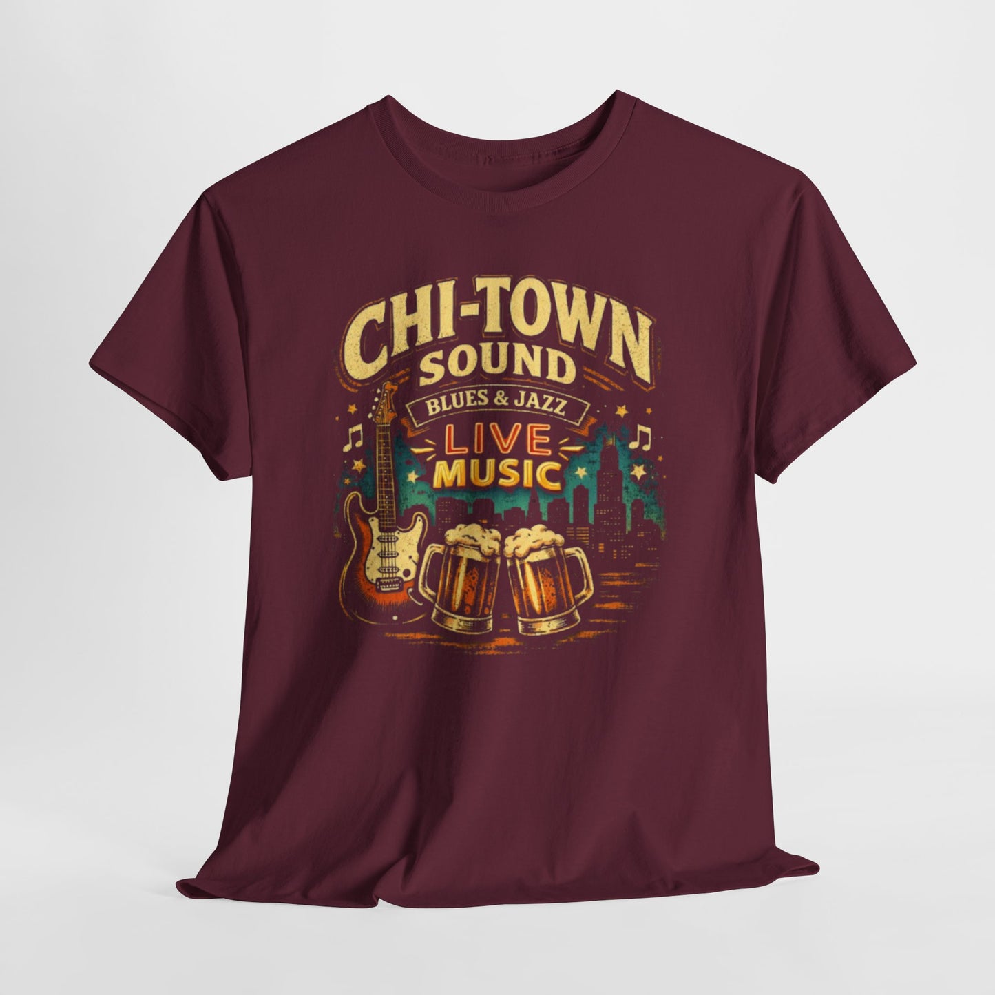 Dark Slate Gray Chi-Town Sound Blues and Jazz Live Music T-Shirt – Chicago Vintage Music Graphic Tee