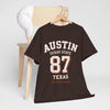 Dark Slate Gray Austin Texas State 87 Graphic T-Shirt – Vintage Varsity City Streetwear Tee